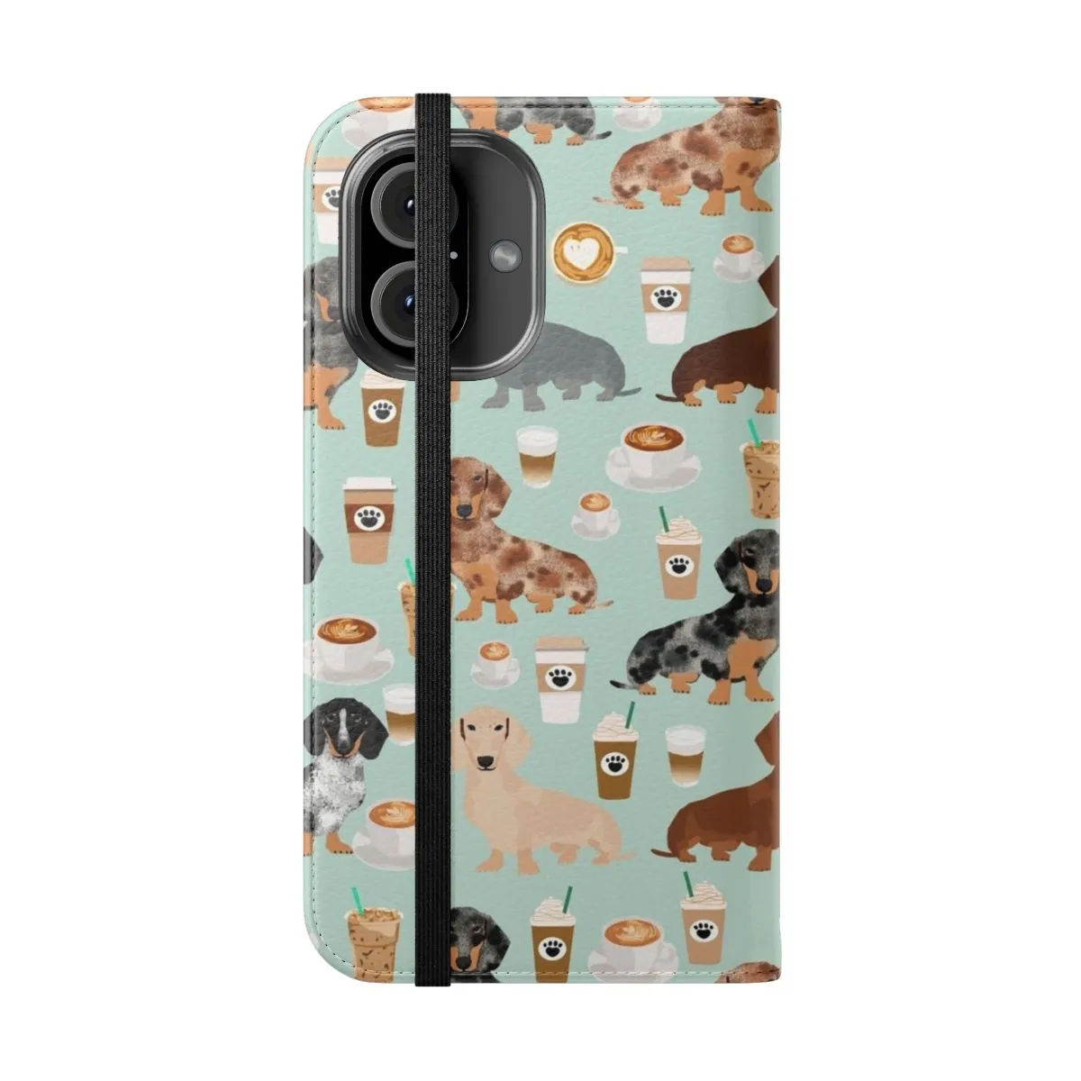 Adorable Dachshund Coffee Latte Pattern Phone Case for Dog Lovers