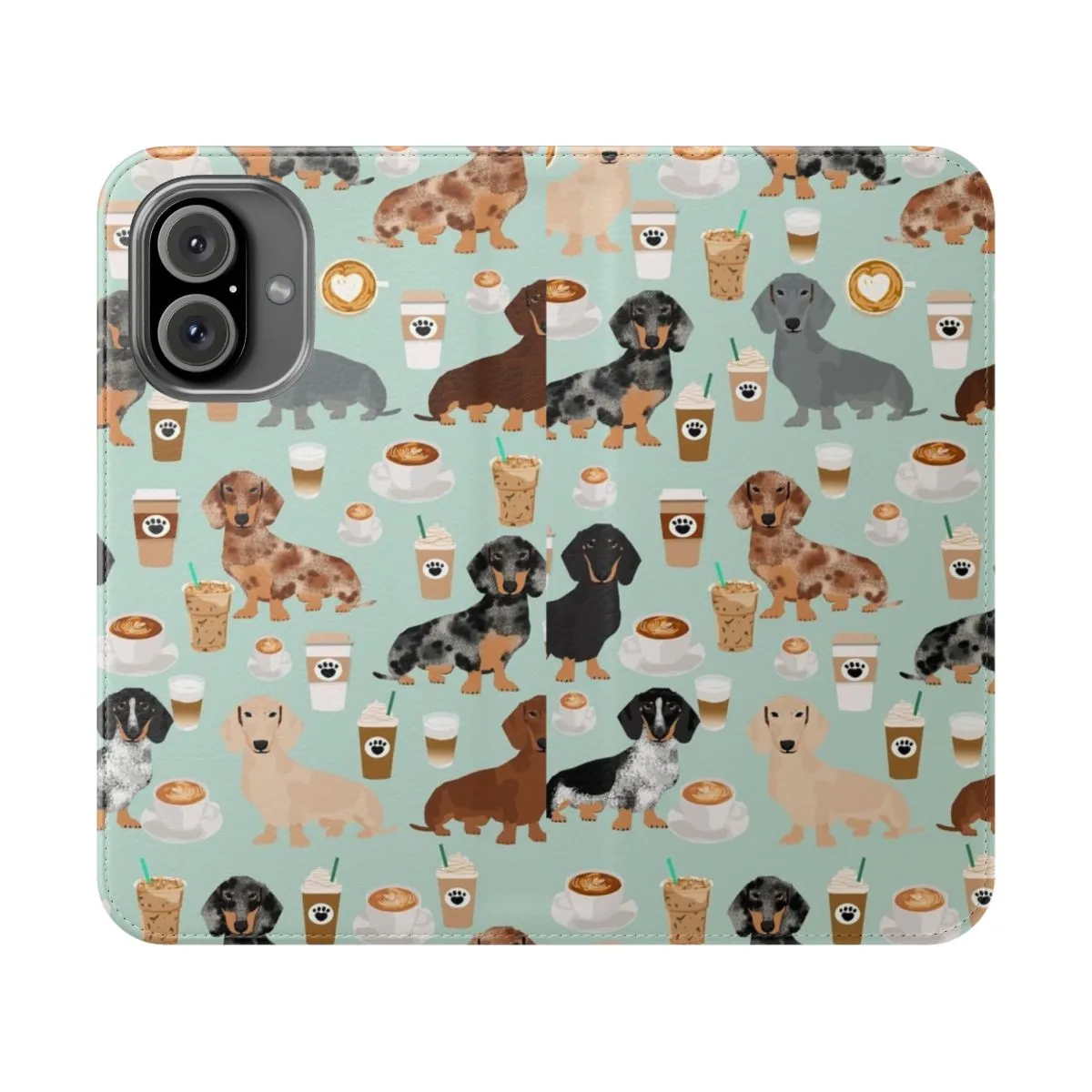 Adorable Dachshund Coffee Latte Pattern Phone Case for Dog Lovers