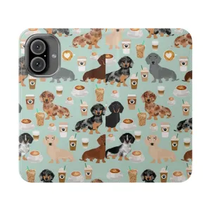 Adorable Dachshund Coffee Latte Pattern Phone Case for Dog Lovers