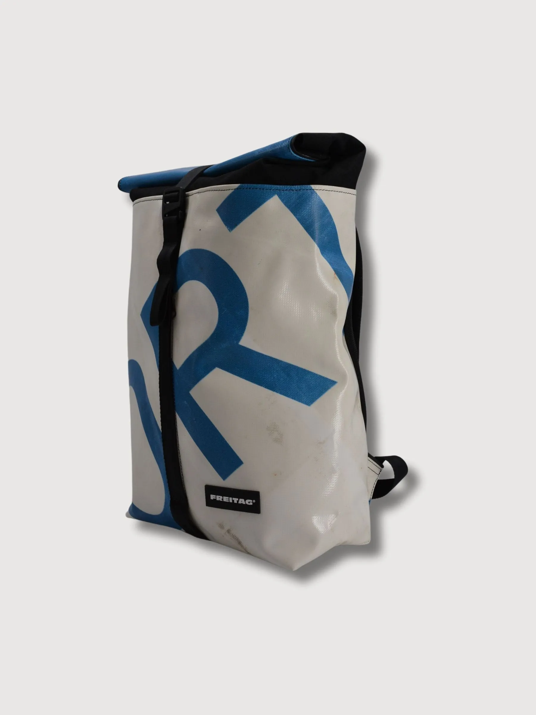 Backpack F155 Clapton White & Light Blue In Used Truck Tarps | Freitag