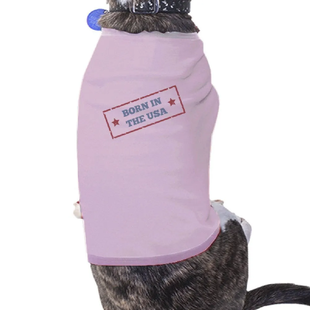 Born In The USA Pink Patriotic Design Pets T-Shirt Cotton Gift Idea