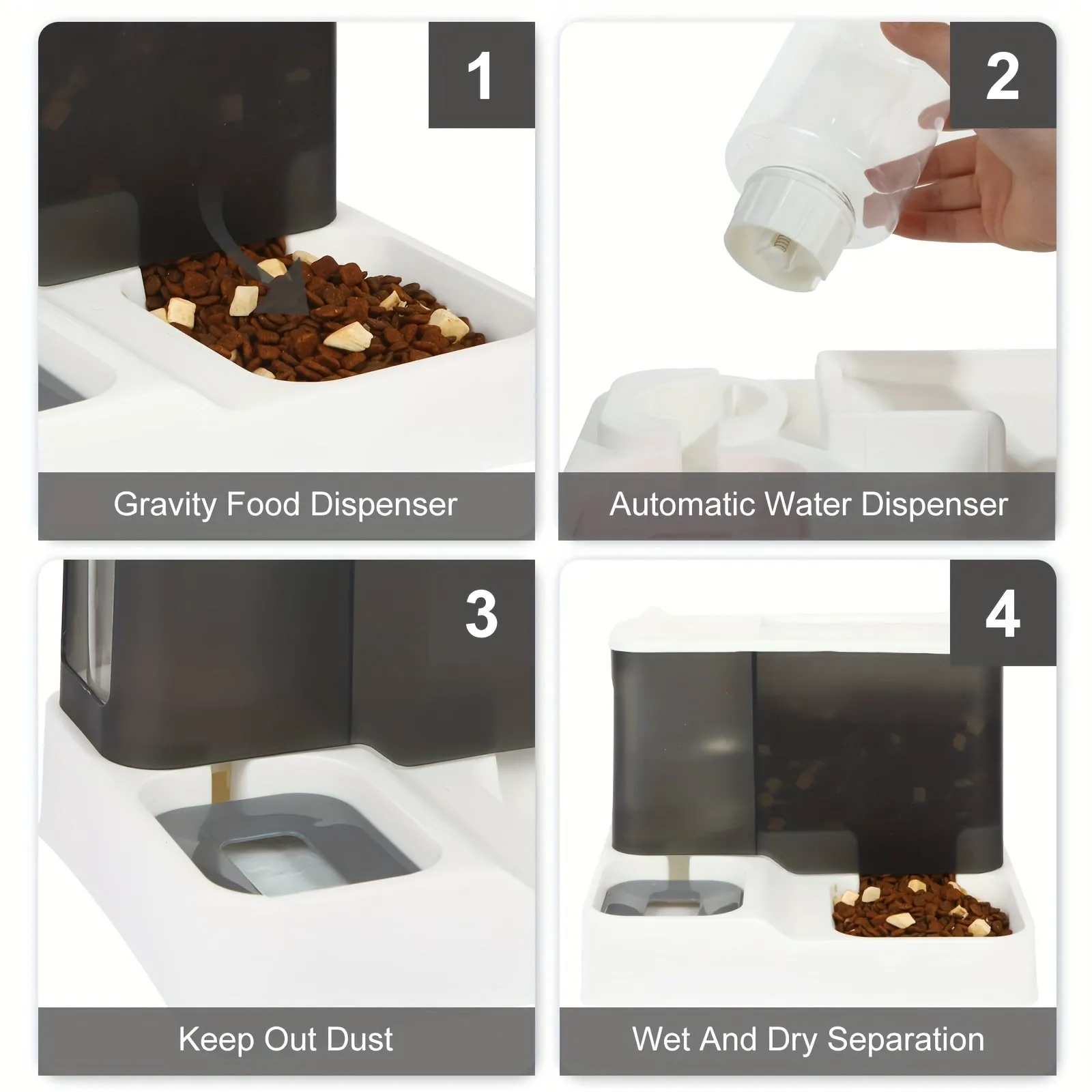 Convenient 2in1 Pet Feeder Automatic Food and Water Dispenser