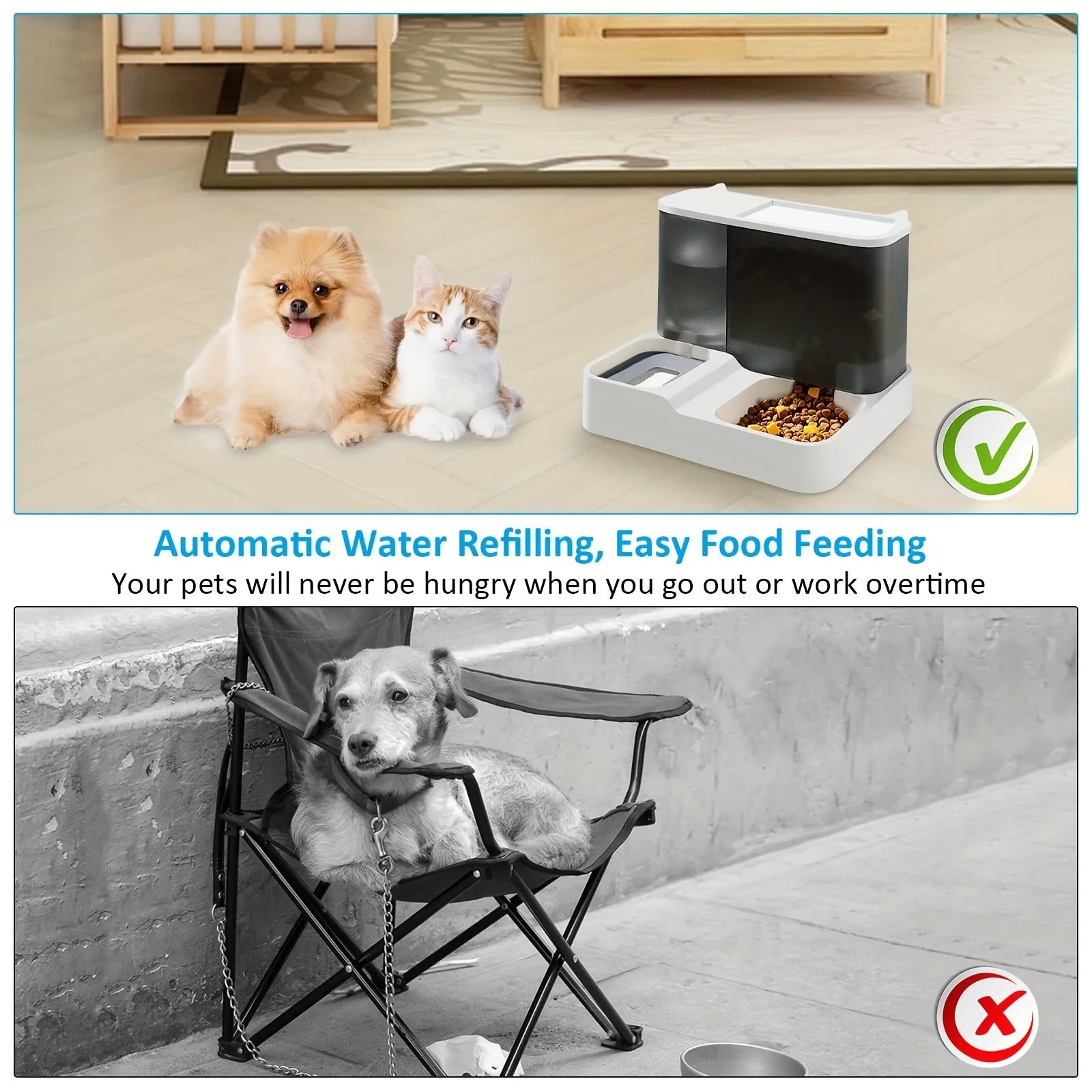 Convenient 2in1 Pet Feeder Automatic Food and Water Dispenser