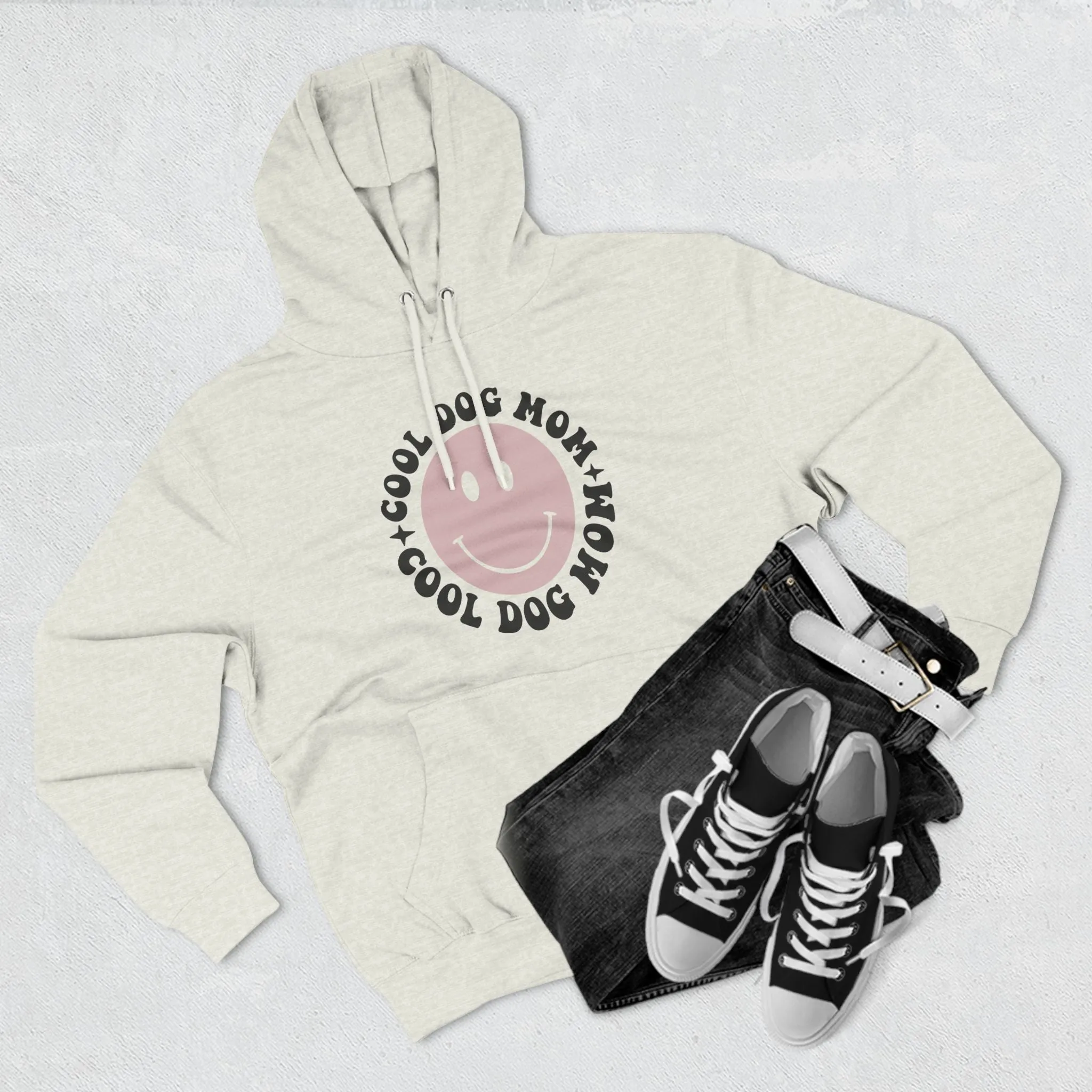 Cool Dog Mom Three-Panel Fleece Hoodie - Perfect Gift for Dog Lovers