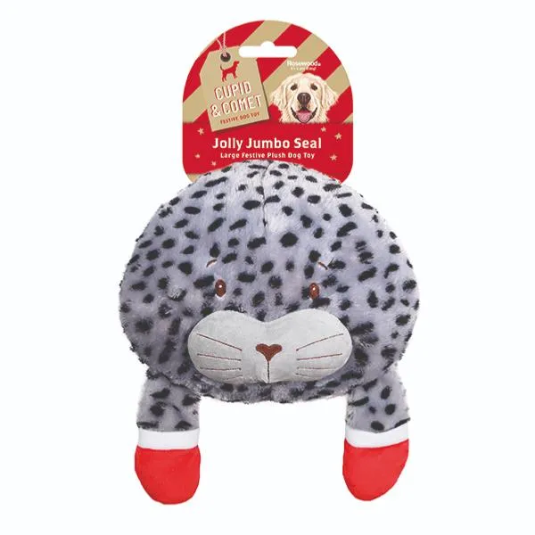 Cupid & Comet | Christmas Plush Dog Toy | Jolly Jumbo Seal