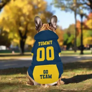 Custom Blue and Gold Dog Hoodie for Your Pet's Style
