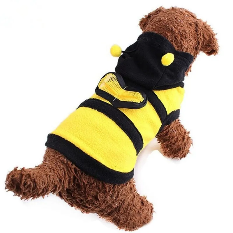 Cute Bee-Themed Fleece Hoodie for Pets