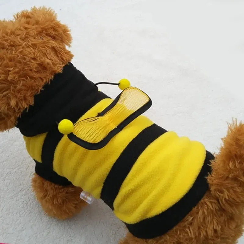 Cute Bee-Themed Fleece Hoodie for Pets