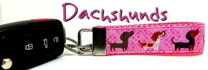 Dachshund Key Fob Wristlet Keychain 1"wide Zipper pull Camera strap handmade Petcollarshandmade