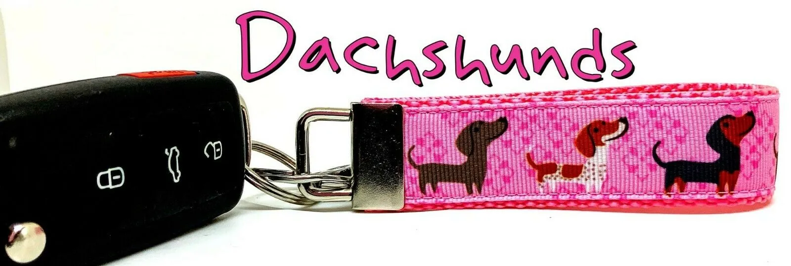 Dachshund Key Fob Wristlet Keychain 1"wide Zipper pull Camera strap handmade Petcollarshandmade