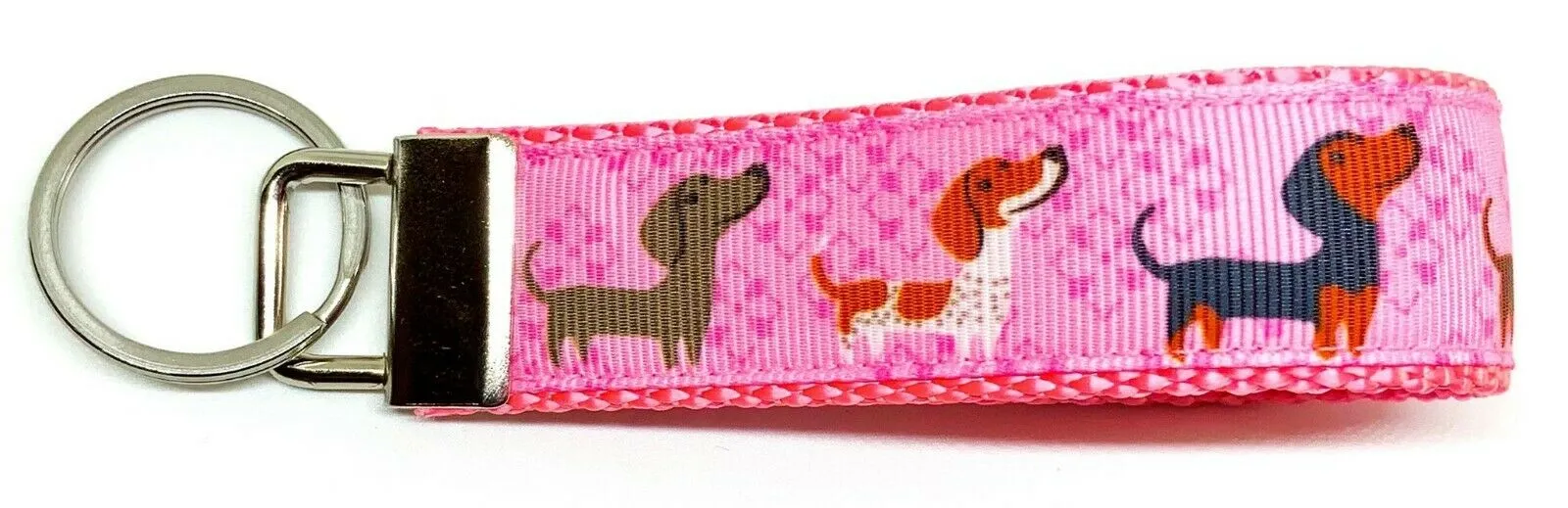 Dachshund Key Fob Wristlet Keychain 1"wide Zipper pull Camera strap handmade Petcollarshandmade