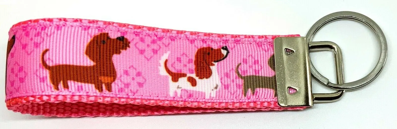Dachshund Key Fob Wristlet Keychain 1"wide Zipper pull Camera strap handmade Petcollarshandmade