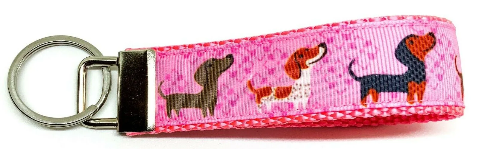 Dachshund Key Fob Wristlet Keychain 1"wide Zipper pull Camera strap handmade Petcollarshandmade