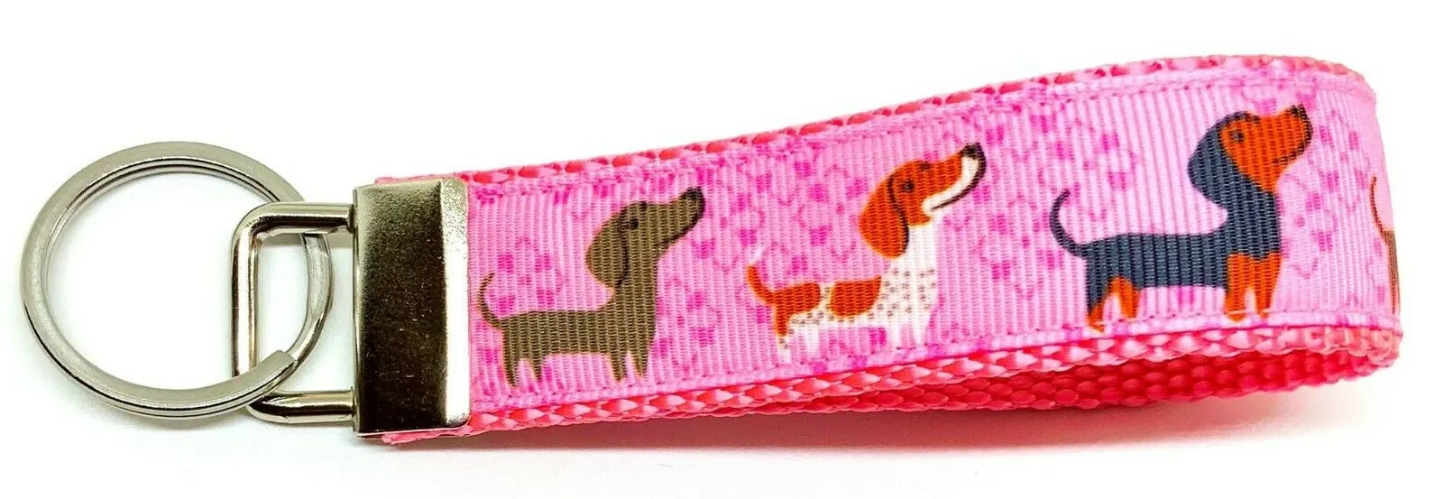 Dachshund Key Fob Wristlet Keychain 1"wide Zipper pull Camera strap handmade Petcollarshandmade