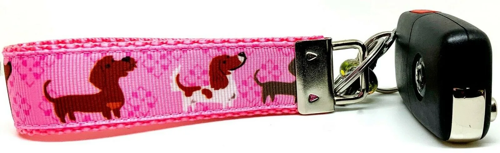 Dachshund Key Fob Wristlet Keychain 1"wide Zipper pull Camera strap handmade Petcollarshandmade