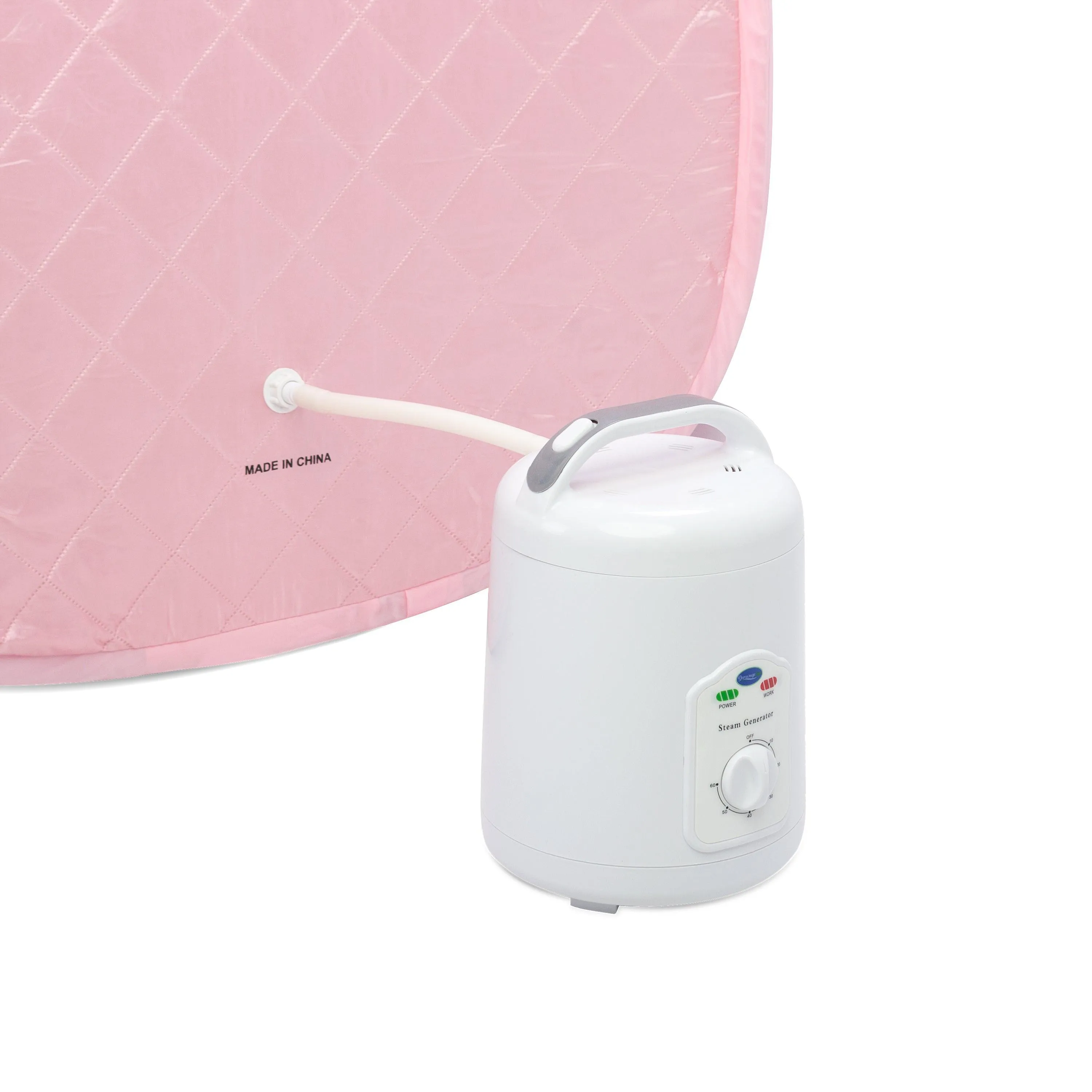 Durasage Personal Foldable Steam Sauna for Relaxation at Home, 60 Minute Timer, 800 Watt Steam Generator, Chair Included - Light Pink
