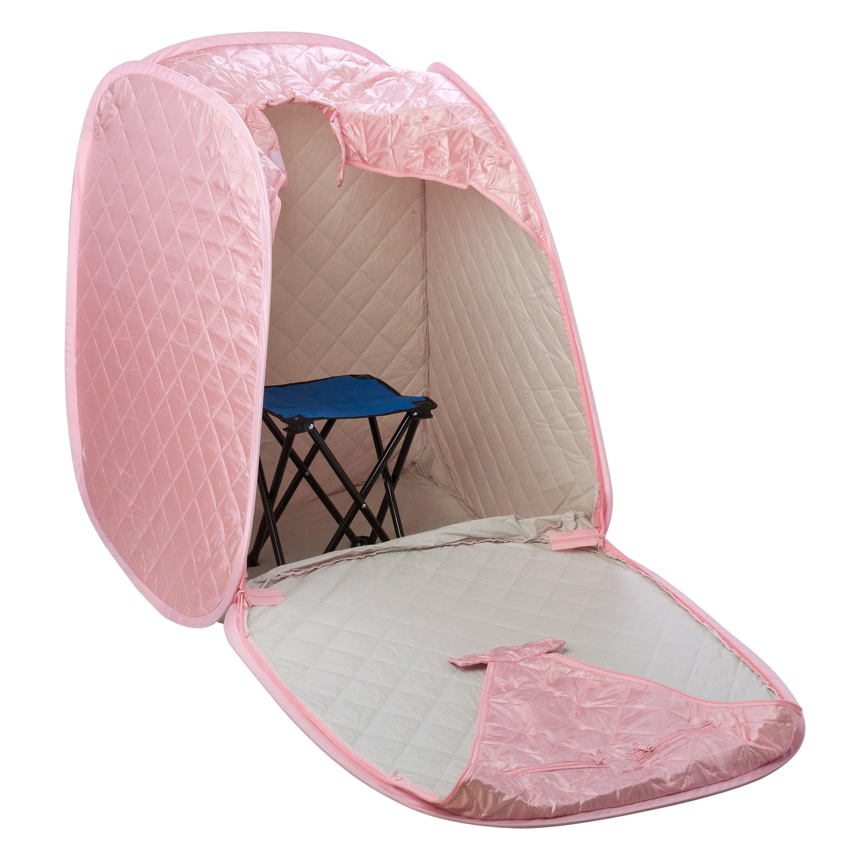 Durasage Personal Foldable Steam Sauna for Relaxation at Home, 60 Minute Timer, 800 Watt Steam Generator, Chair Included - Light Pink