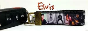 Elvis Key Fob Wristlet Keychain 1"wide Zipper pull Camera strap handmade Petcollarshandmade