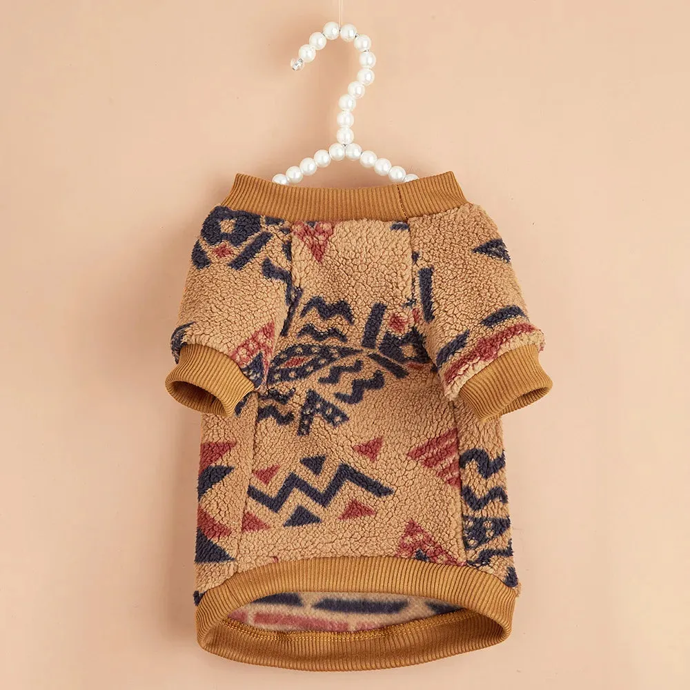 Ethnic Elegance: Dog Hoodie with Plaid Legs - Cute Winter Sweater for Bichons, French Bulldogs, and Stylish Dogs