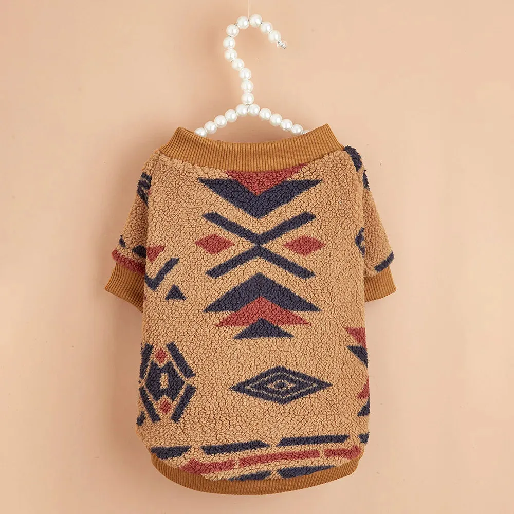 Ethnic Elegance: Dog Hoodie with Plaid Legs - Cute Winter Sweater for Bichons, French Bulldogs, and Stylish Dogs