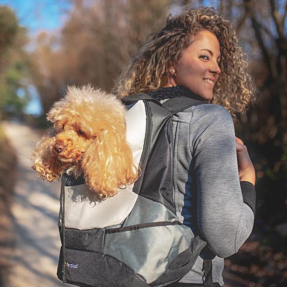 Ferplast Dog/Cat KANGOO Dog backpack 41.5 x 20 x 43 cm Max Load Capacity 8kg- Grey