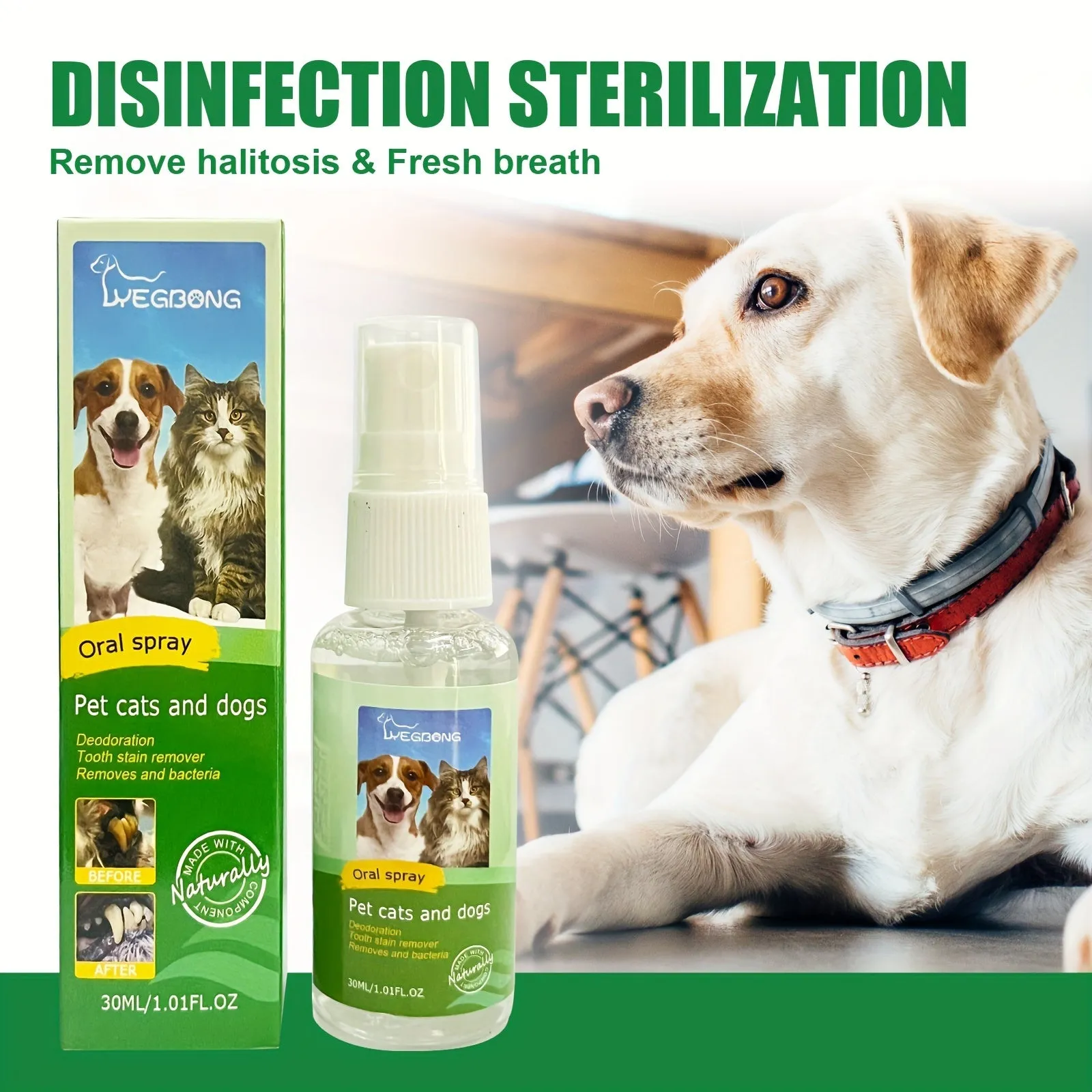 Fresh Breath Pet Tooth Cleaning Spray  Tartar Removal for Pets
