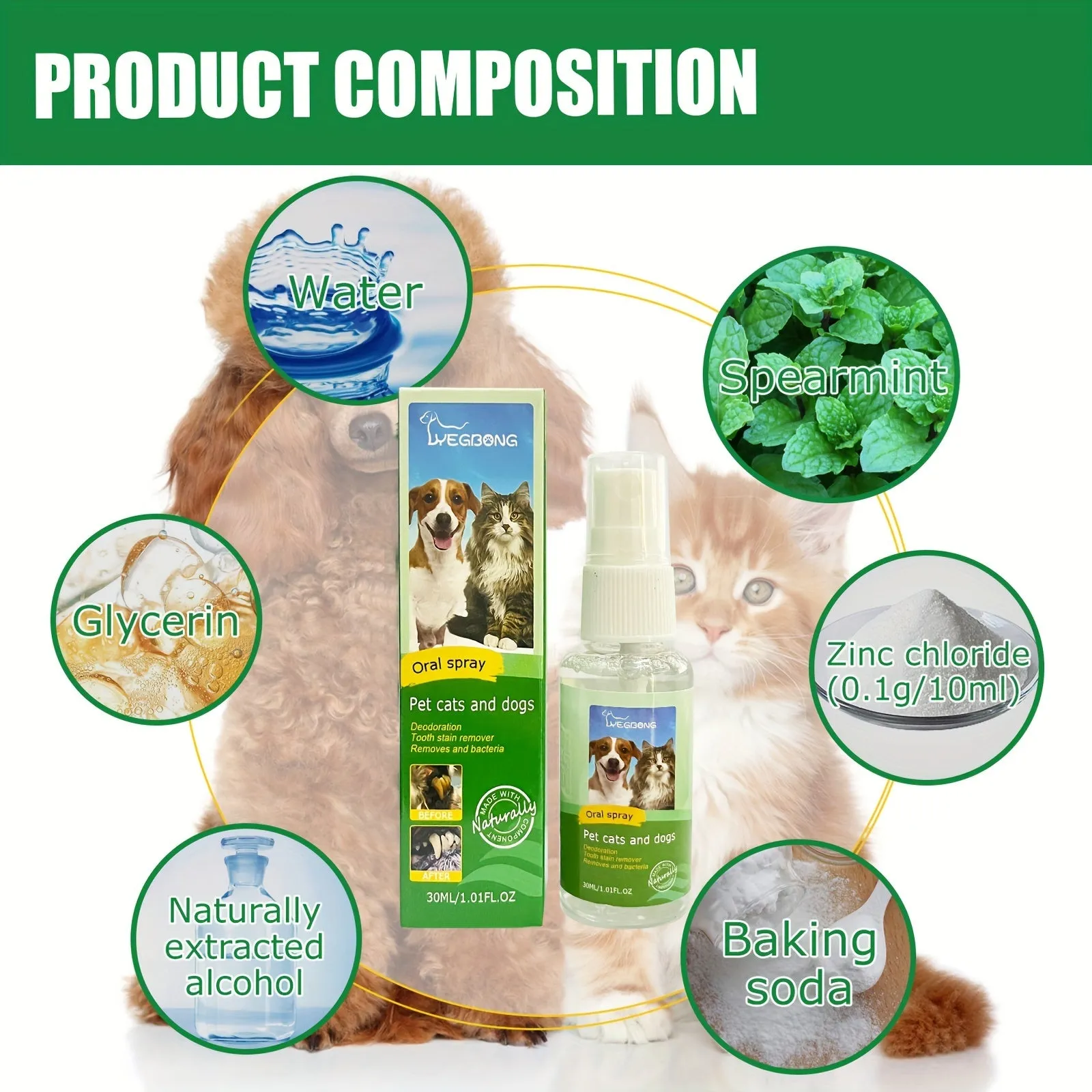 Fresh Breath Pet Tooth Cleaning Spray  Tartar Removal for Pets