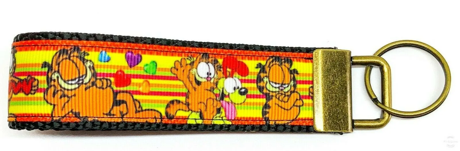 Garfield Key Fob Wristlet Keychain 1"wide Zipper pull Camera strap Petcollarshandmade