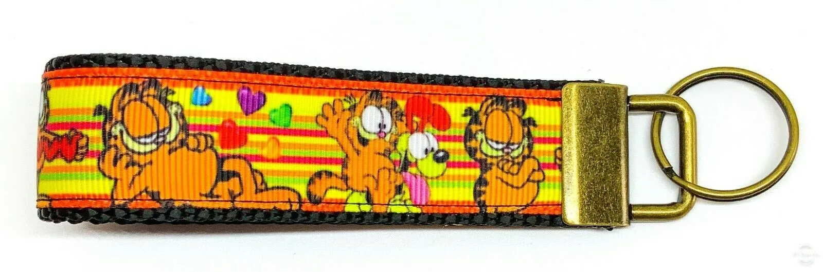 Garfield Key Fob Wristlet Keychain 1"wide Zipper pull Camera strap Petcollarshandmade