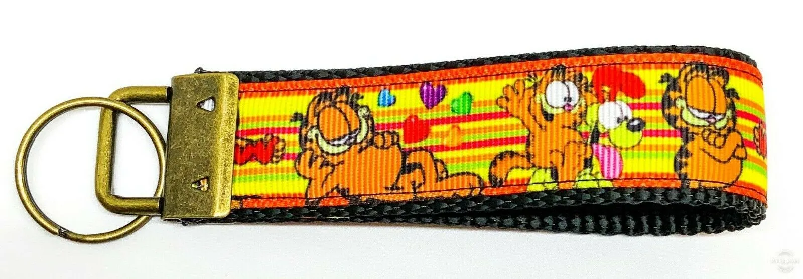 Garfield Key Fob Wristlet Keychain 1"wide Zipper pull Camera strap Petcollarshandmade