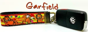 Garfield Key Fob Wristlet Keychain 1"wide Zipper pull Camera strap Petcollarshandmade