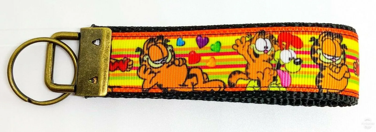 Garfield Key Fob Wristlet Keychain 1"wide Zipper pull Camera strap Petcollarshandmade