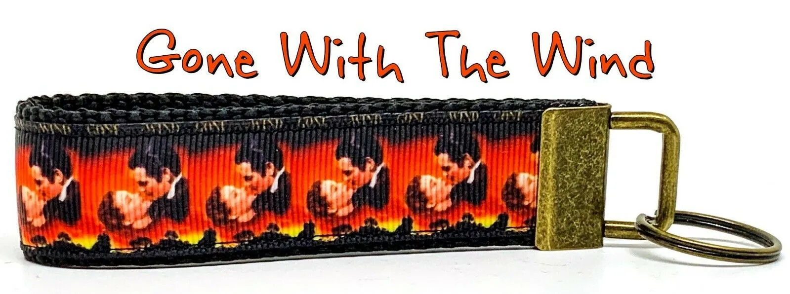 Gone With The Wind Key Fob Wristlet Keychain 1"wide Zipper pull Camera strap Petcollarshandmade