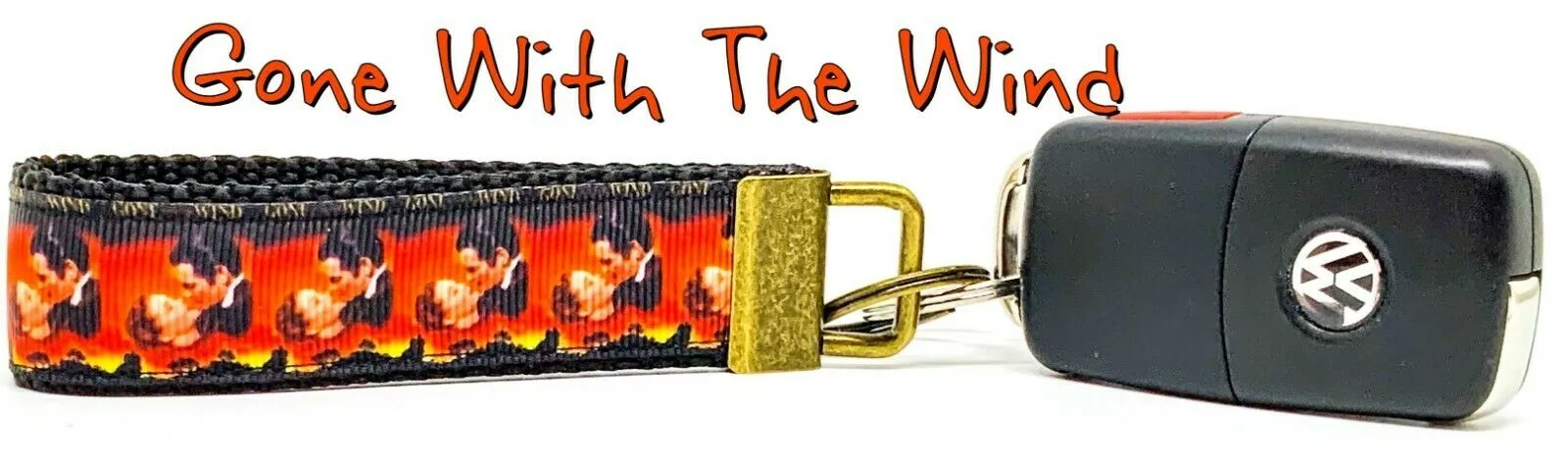Gone With The Wind Key Fob Wristlet Keychain 1"wide Zipper pull Camera strap Petcollarshandmade