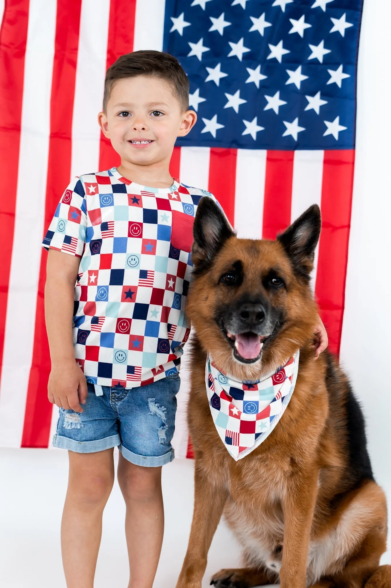 Home Of The Free Checkers Dream Dog Bandana