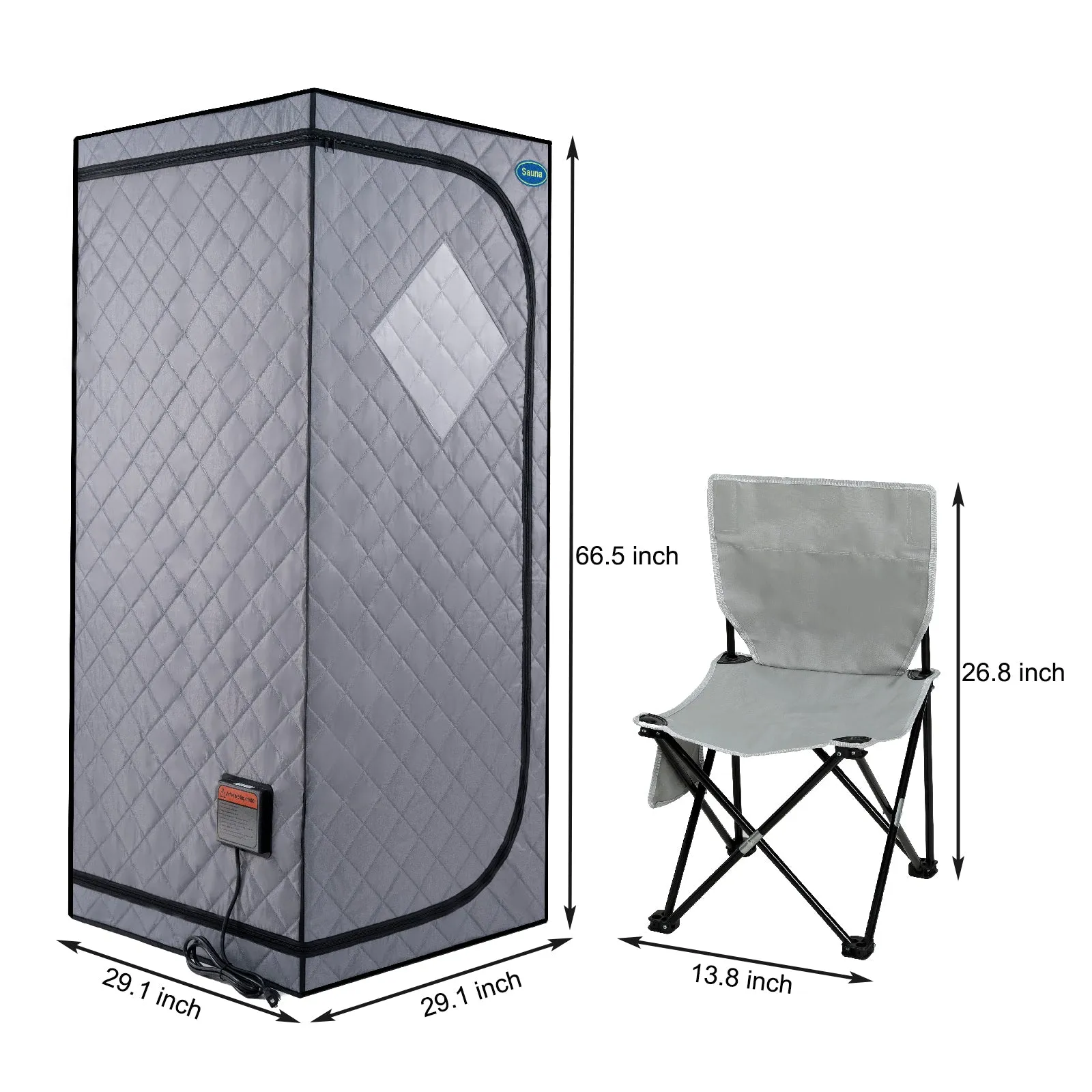 Personal Home Spa, with Infrared Panels, Heating Foot Pad, Controller, Foldable Chair ,Reading light  Portable Full Size Grey Infrared Sauna tent