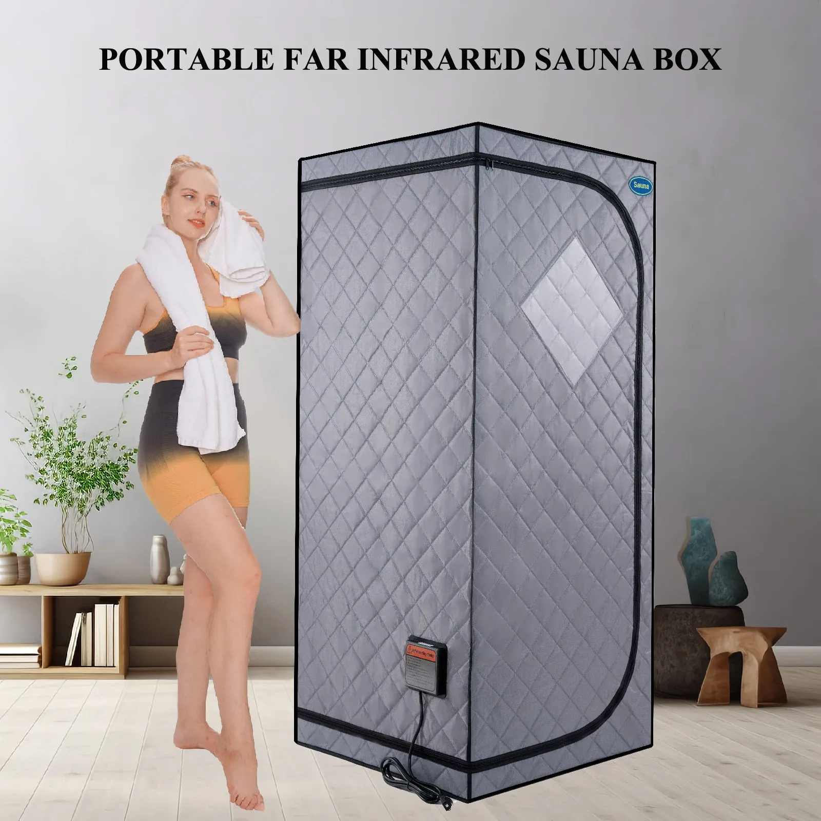Personal Home Spa, with Infrared Panels, Heating Foot Pad, Controller, Foldable Chair ,Reading light  Portable Full Size Grey Infrared Sauna tent