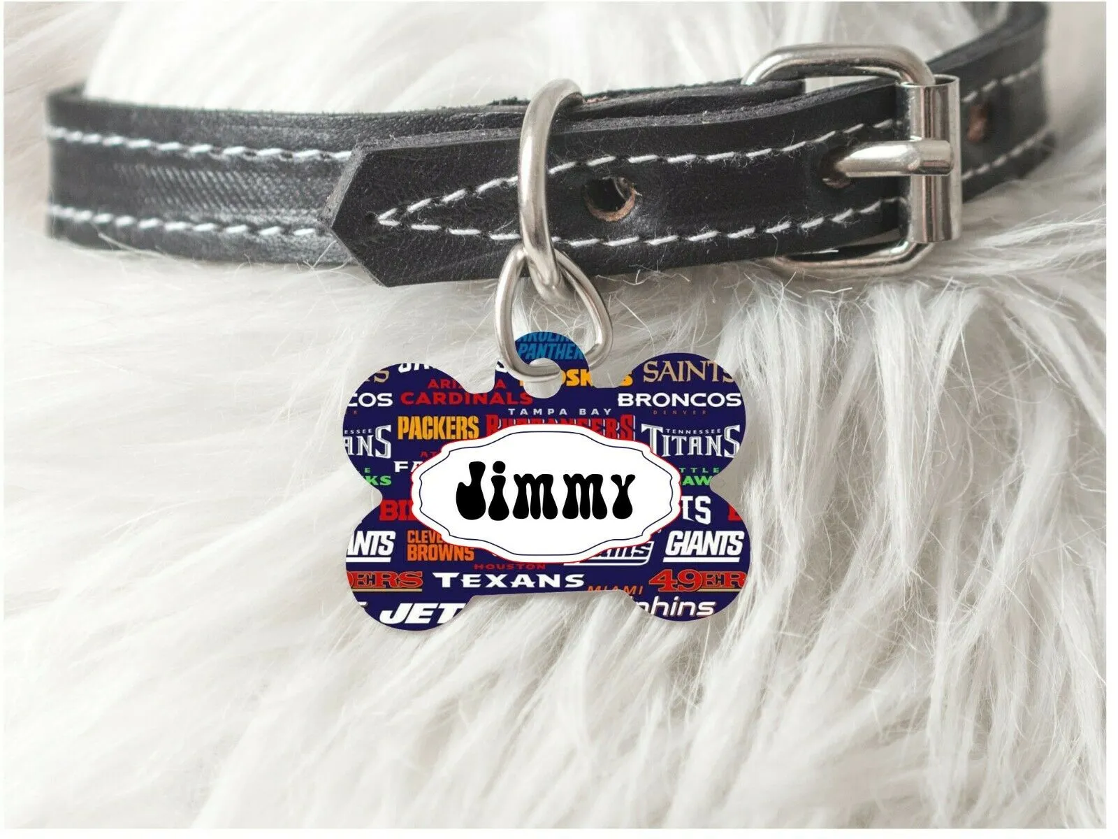 Pet ID Tag Football Teams NFL Personalized Custom Double Sided Pet Tag w/name Petcollarshandmade