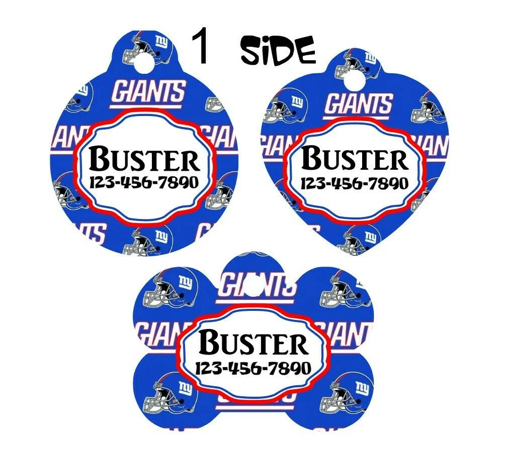 Pet ID Tag New York Giants Personalized Custom Double Sided Pet Tag w/name & num Petcollarshandmade