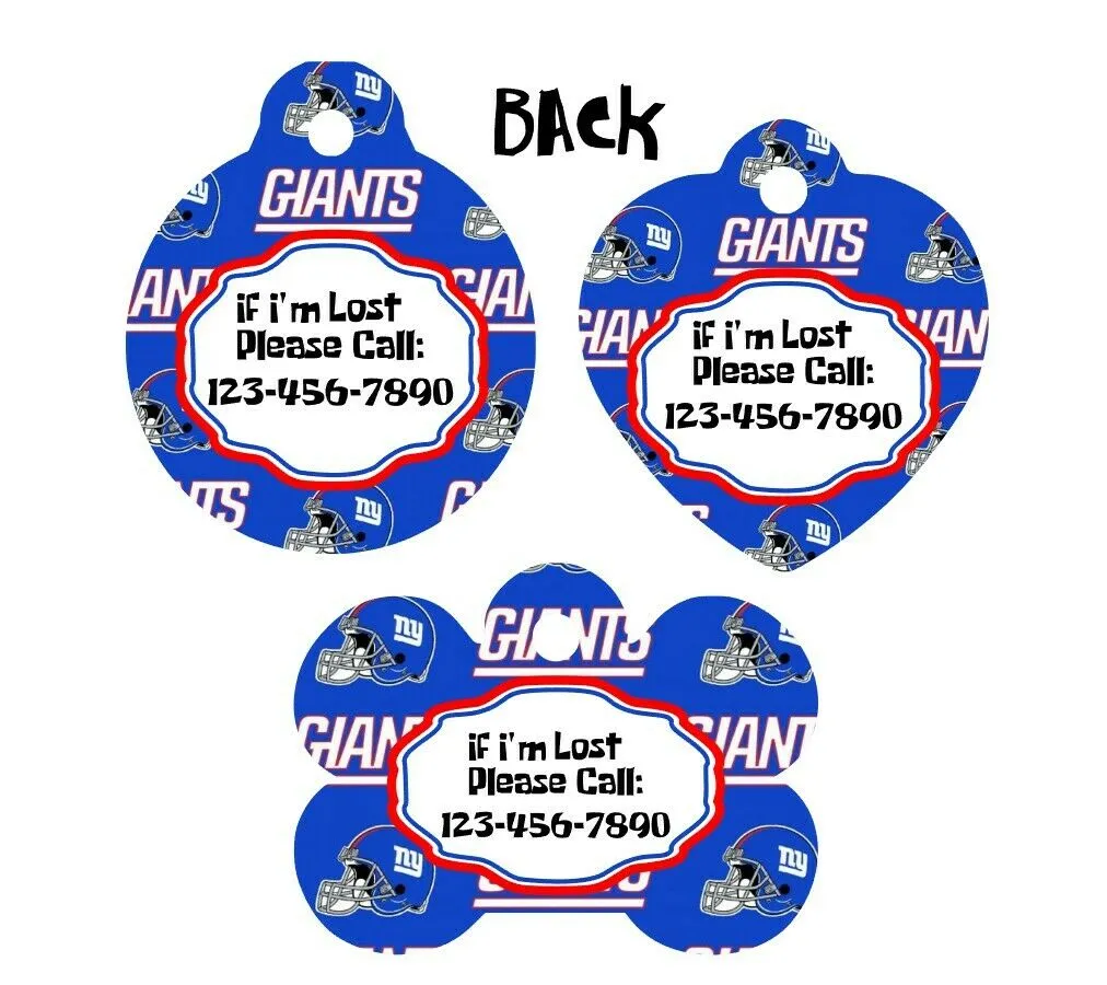Pet ID Tag New York Giants Personalized Custom Double Sided Pet Tag w/name & num Petcollarshandmade