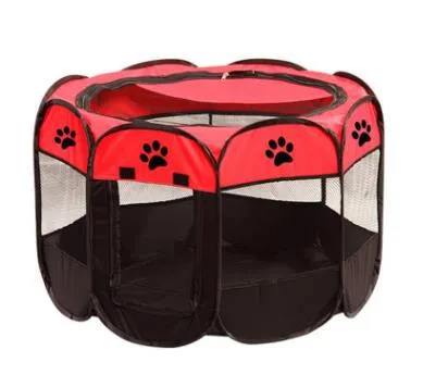 Portable Folding Pet tent Dog House Cage Dog Cat Tent Playpen Puppy Kennel Easy Operation Octagon Fence 2810