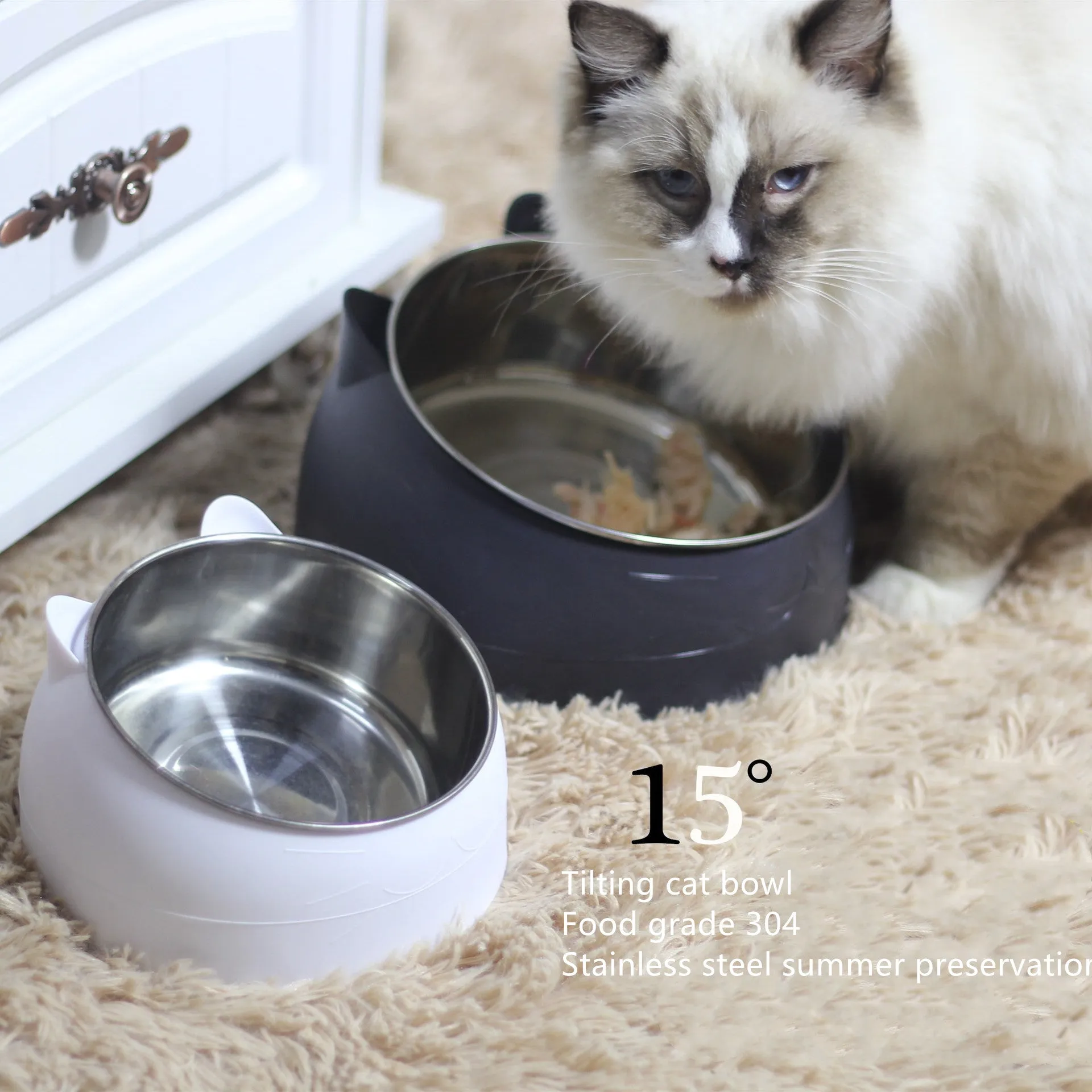 Protective Cervical Cat Bowl Oblique Mouth Pet Bowl with Inclined Design