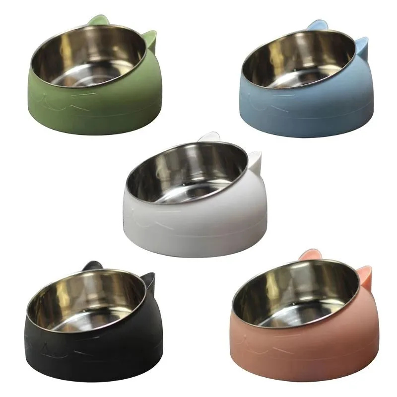 Protective Cervical Cat Bowl Oblique Mouth Pet Bowl with Inclined Design