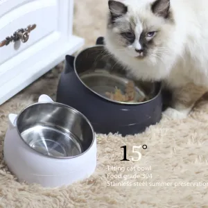 Protective Cervical Cat Bowl Oblique Mouth Pet Bowl with Inclined Design