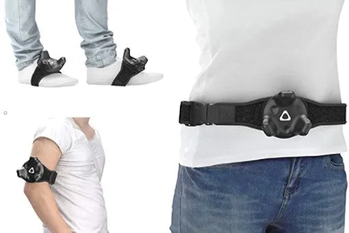Skywin VR Tracker Belt, Hand Strap, and Protective Silicon Skins for HTC Vive System Tracker Pucks (1 Belt   2 Hand Straps   2 Skins)