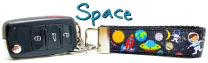Space Key Fob Wristlet Keychain 1"wide Zipper pull Camera strap handmade Petcollarshandmade