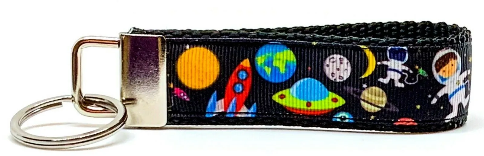 Space Key Fob Wristlet Keychain 1"wide Zipper pull Camera strap handmade Petcollarshandmade