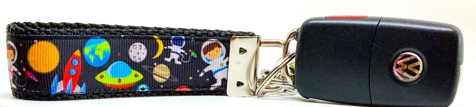 Space Key Fob Wristlet Keychain 1"wide Zipper pull Camera strap handmade Petcollarshandmade