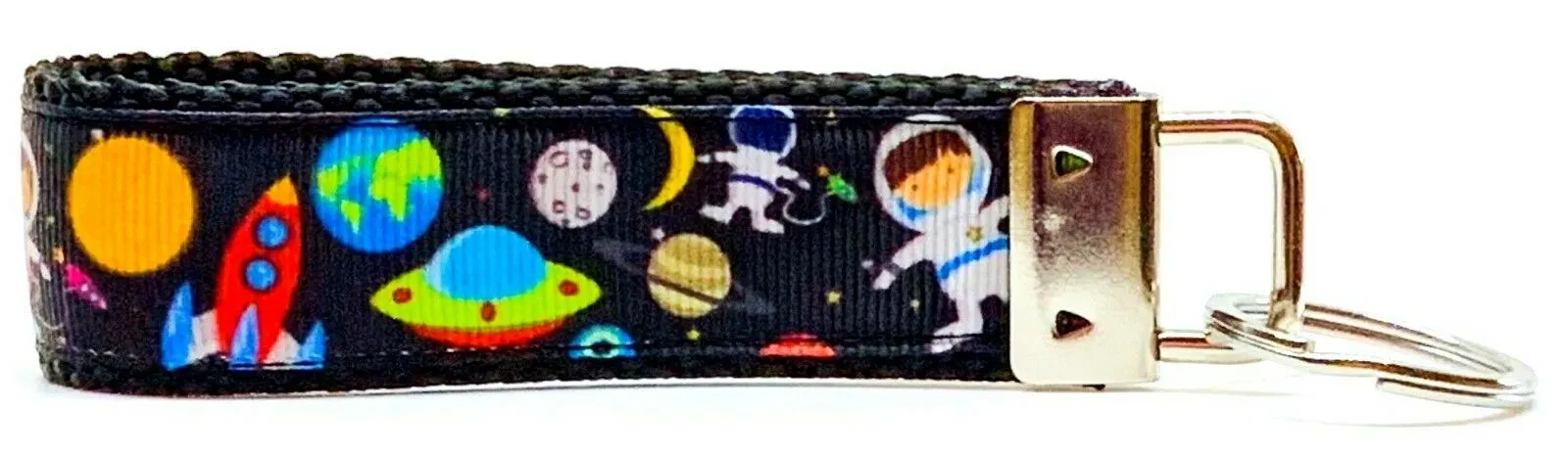 Space Key Fob Wristlet Keychain 1"wide Zipper pull Camera strap handmade Petcollarshandmade