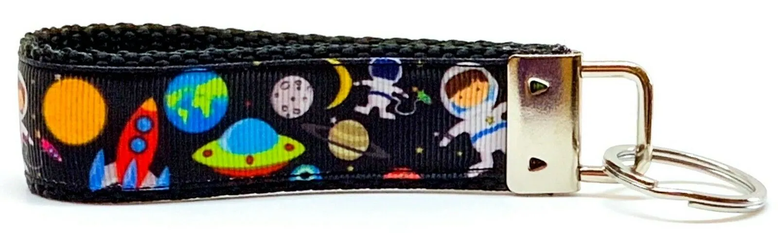 Space Key Fob Wristlet Keychain 1"wide Zipper pull Camera strap handmade Petcollarshandmade